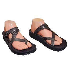 Fantasy sandals Ariadni metallic leather toe sandal black gunmetal size 38 7